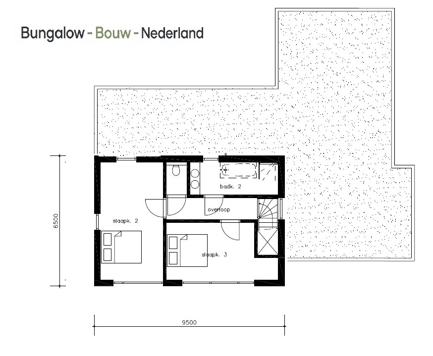 Bungalowbouw Nederland H392 gelijkvloerse woning met kleine verdieping door  staalframebouw nederland