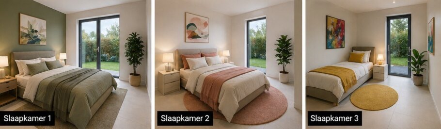 Moderne interieurbeelden van levensloopbestendige bungalow L-169