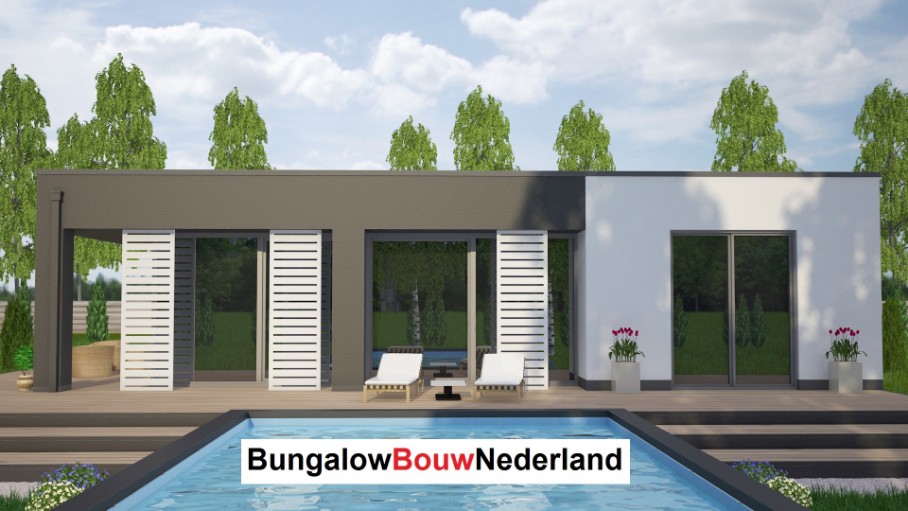 kubistische 1 eenlaagse bungalow met overdekt terras ontwerp en bouw type L24