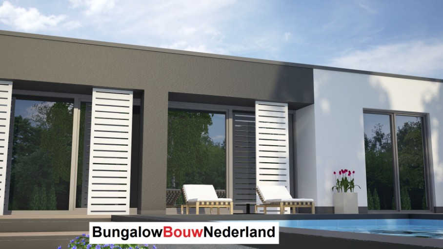 kubistische 1 eenlaagse bungalow met overdekt terras ontwerp en bouw type L24