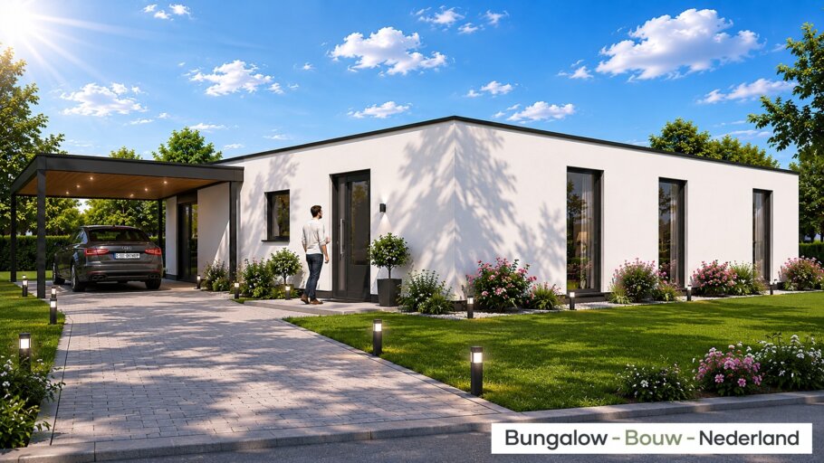 Moderne levensloopbestendige bungalow C101 met plat dak en carport