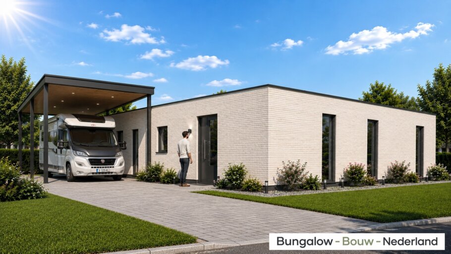 Moderne levensloopbestendige bungalow C101 met plat dak en carport
