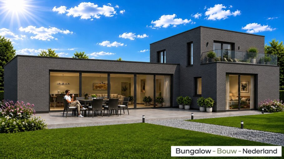 Moderne levensloopbestendige bungalow C101 met plat dak en carport