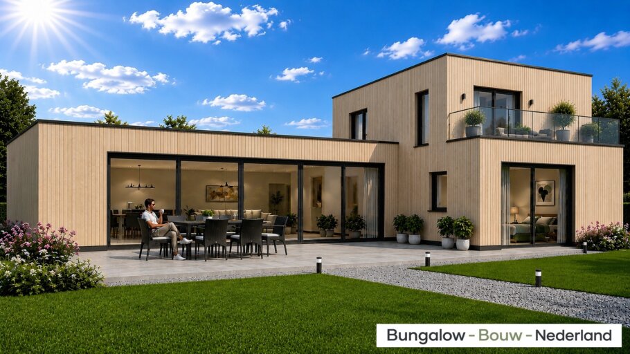 Moderne levensloopbestendige bungalow C101 met plat dak en carport