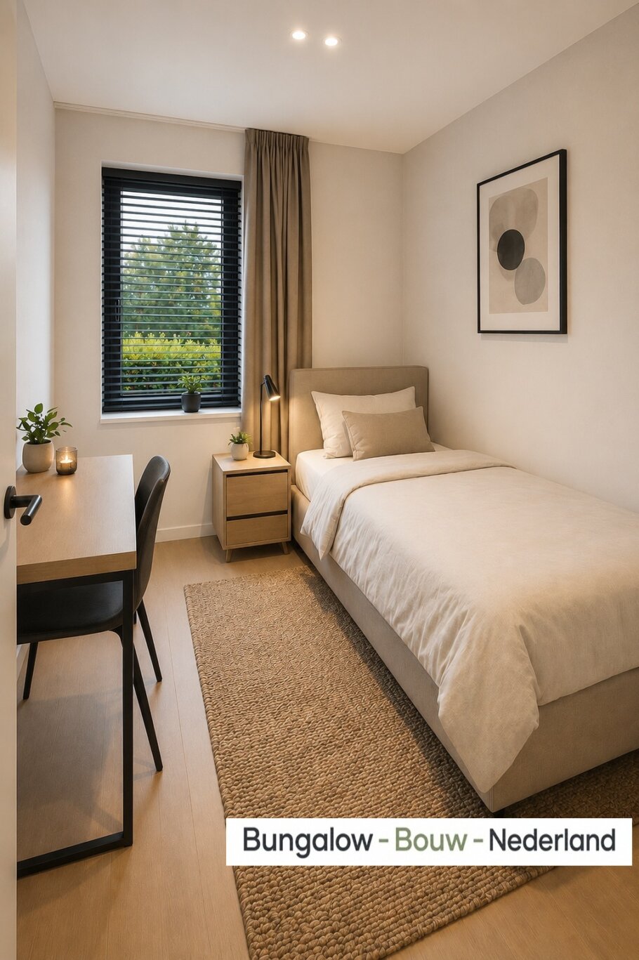 Interieur inspiratie voor bungalow L154 met plat dak en prefab staalframebouw constructie