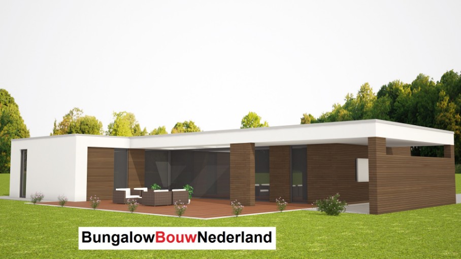 moderne bungalow betaalbare architectuur staalframe of houtskeletbouw type L68