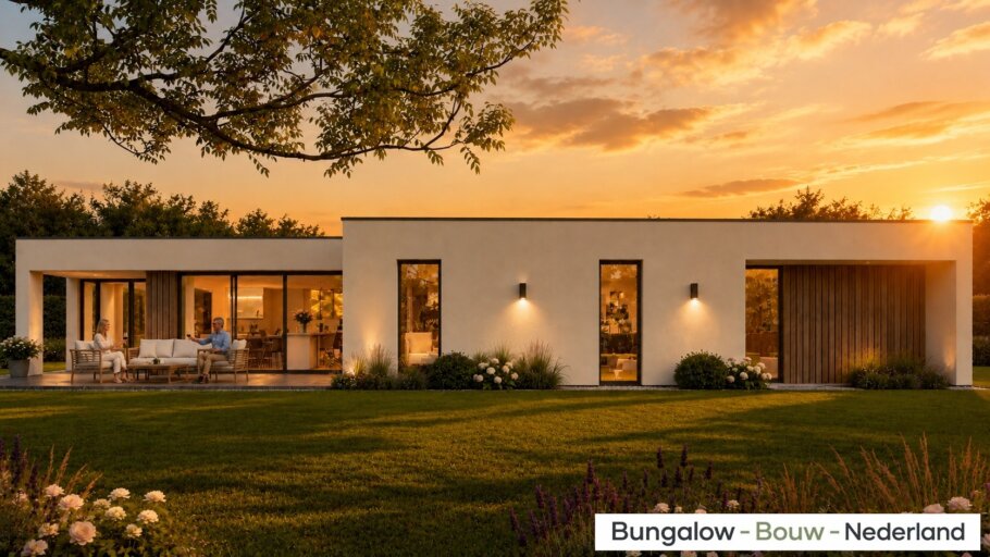 Moderne gelijkvloerse bungalow L-172 met garage en overdekt terras