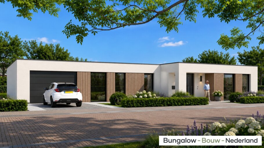 Moderne gelijkvloerse bungalow L-172 met garage en overdekt terras