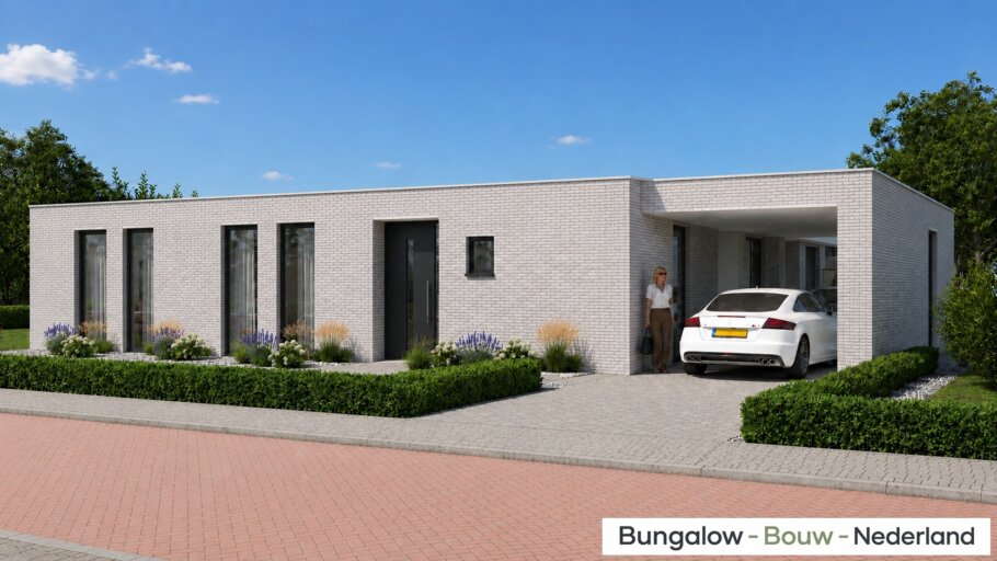 Moderne bungalow L-157 met plat dak en garage