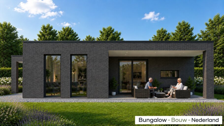 Moderne gelijkvloerse bungalow L-166 met carport en overdekt terras