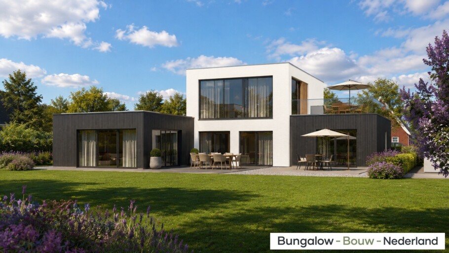 Bungalowbouw Nederland ontwerp type H 401 modern energiearm  ciculair bouwsysteem