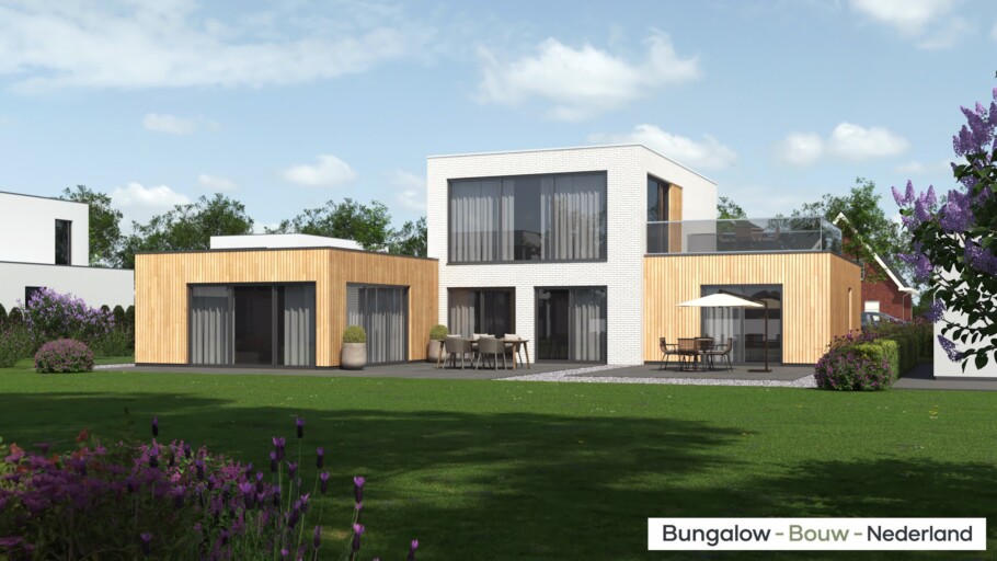 Bungalowbouw Nederland ontwerp type H 401 modern energiearm  ciculair bouwsysteem