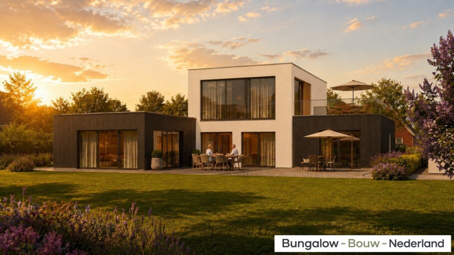 Bungalowbouw Nederland ontwerp type H 401 modern energiearm  ciculair bouwsysteem