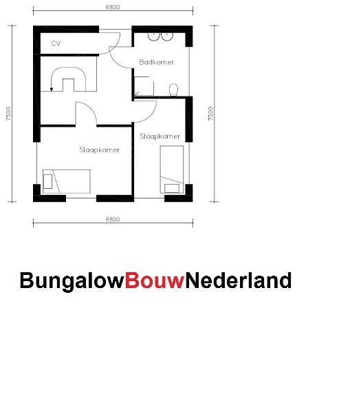 plattegrond indeling Semi-bungalow met plat dak kleine gastenverdieping H83