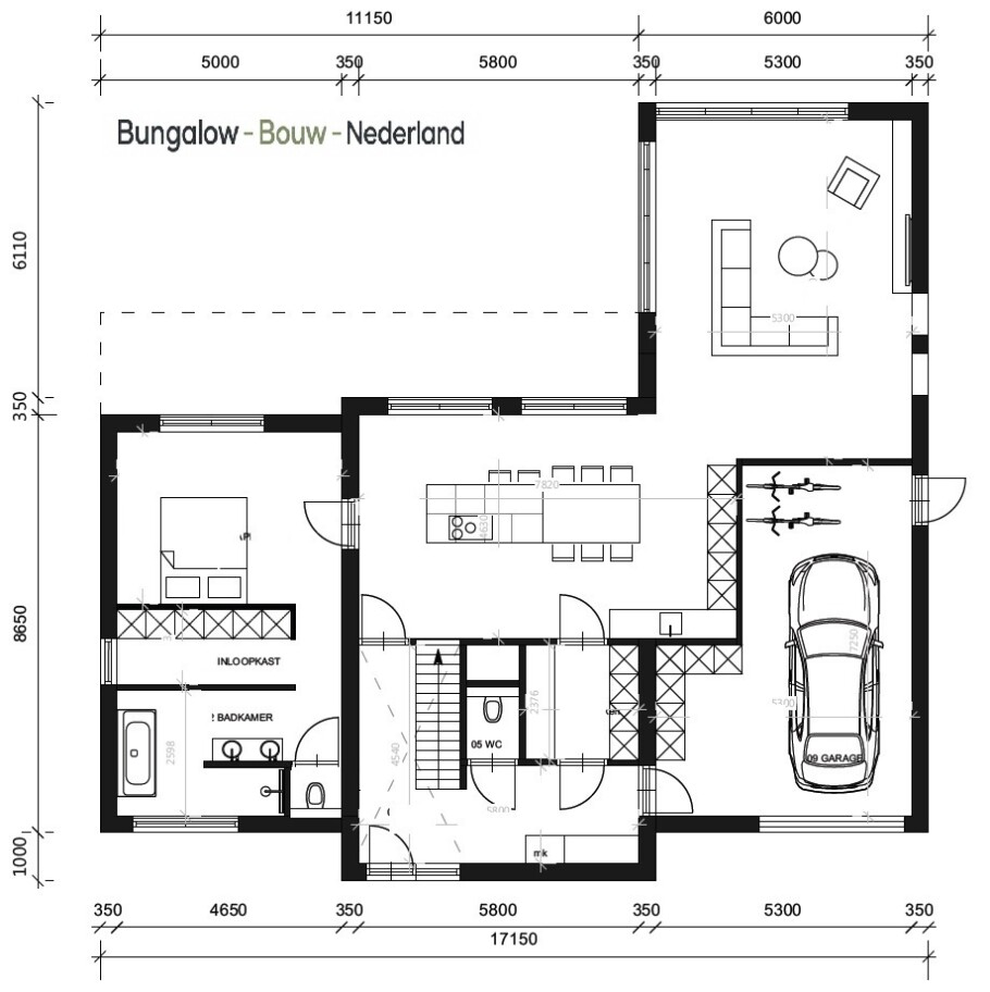 Bungalowbouw Nederland ontwerp type H 401 modern energiearm  ciculair bouwsysteem