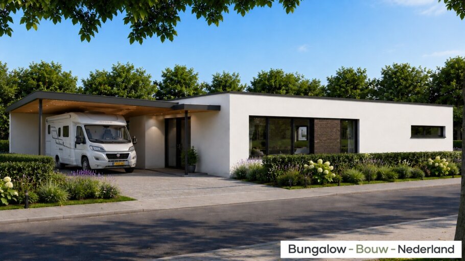 Ruime gelijkvloerse bungalow L-162 met plat dak